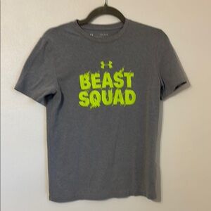 Great deal on Under Armour Gray heatgear YLG Tee with Bright Yellow Graphic